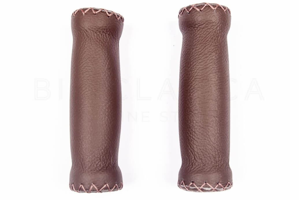 Handcrafted grips Brown leather 120mm