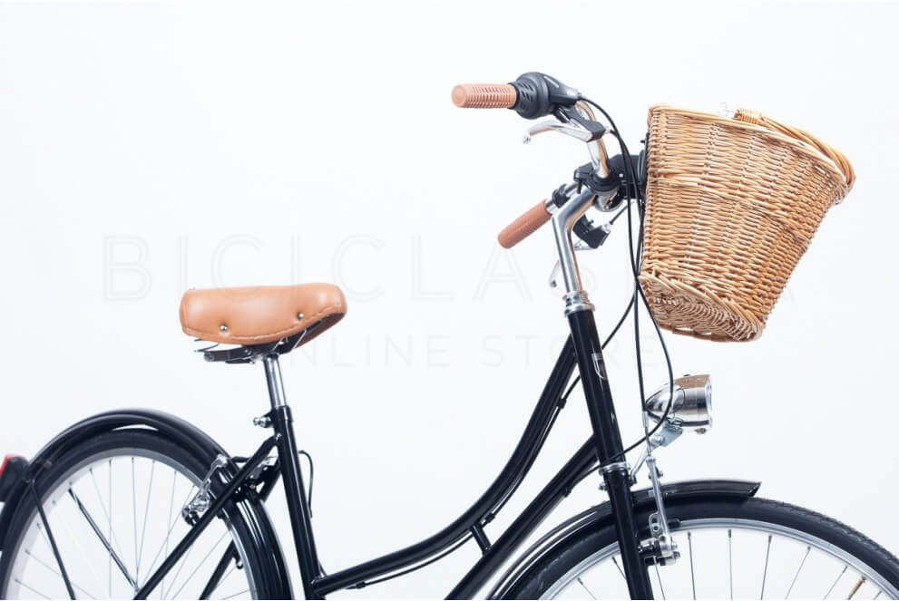 Comprar Cesta de mimbre para Bicicleta con asa con sistema KlickFix Miel