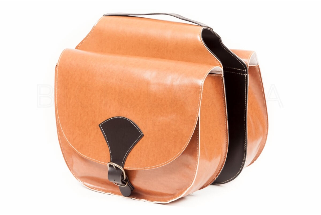 Alforjas artesanales para bicicleta vintage marrón