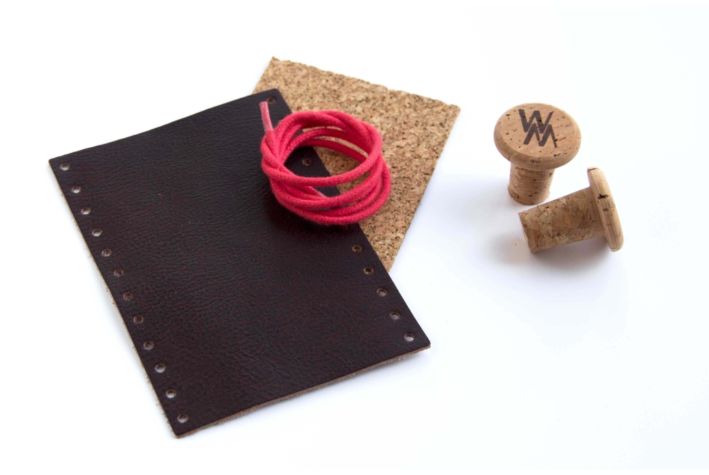 Handmade Leather Handlebar Grips Dark Brown - Red