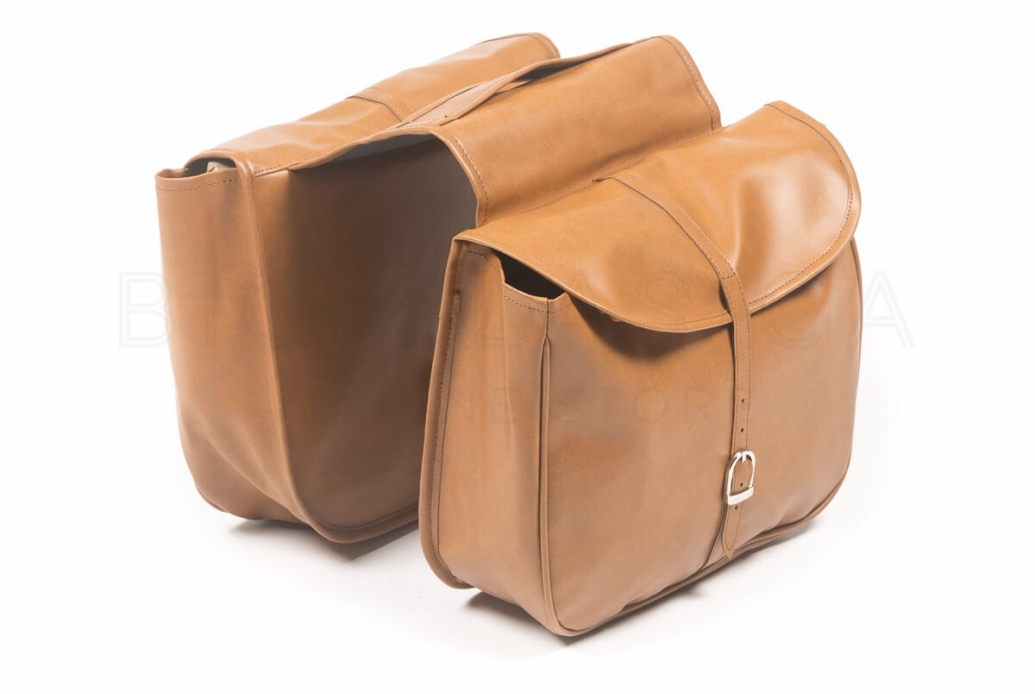 Classic semi-honey leather saddlebags