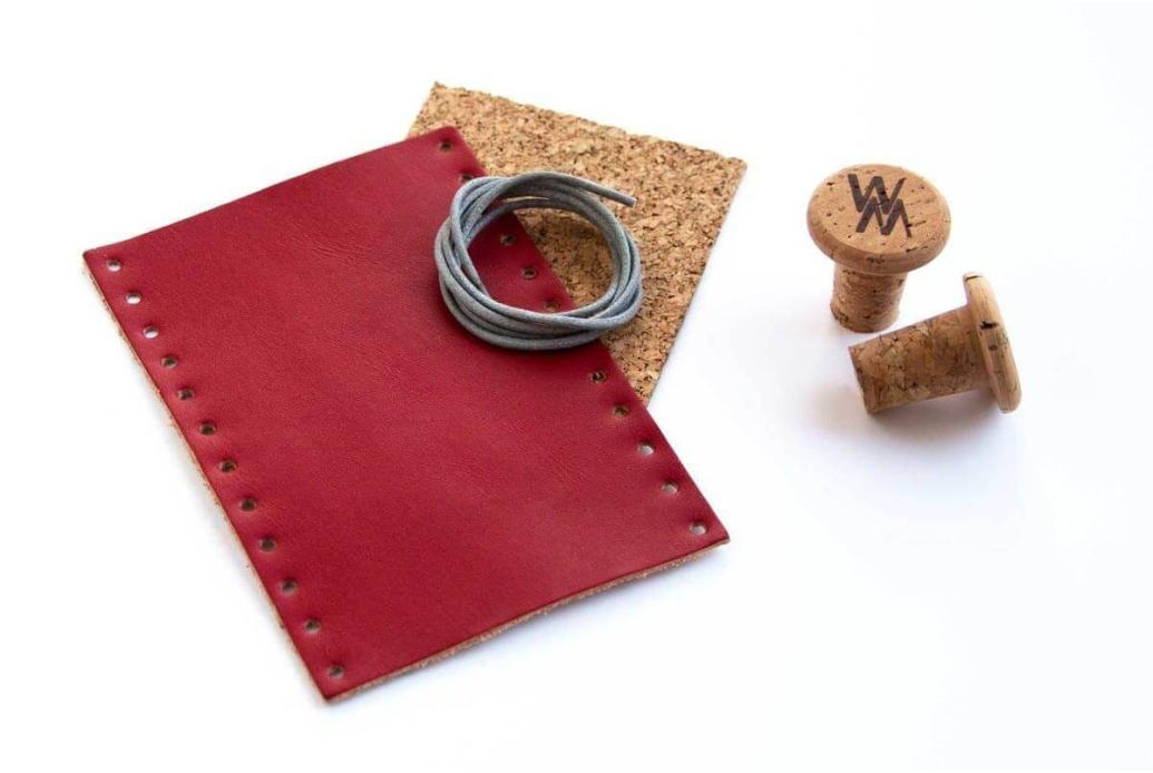 Handlebar grips Walter Matrakas leather and cork Red-Grey