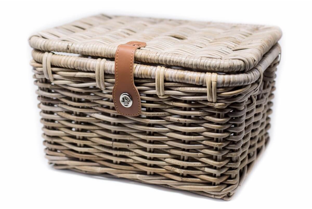 Basket Victoria square wicker basket with grey lid