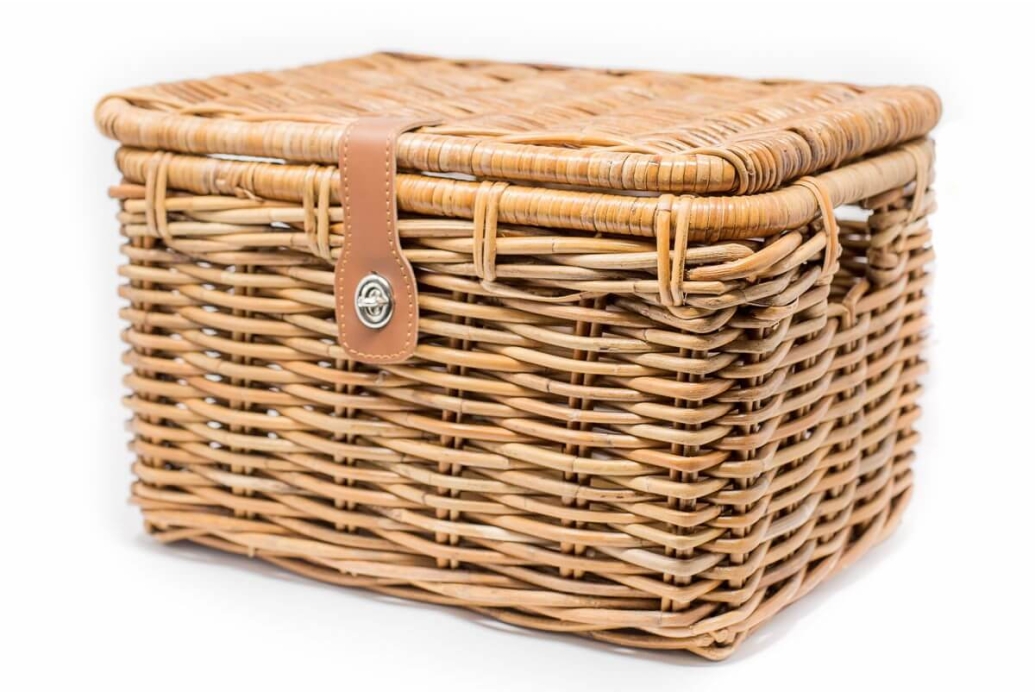 Square wicker basket Victoria with lid