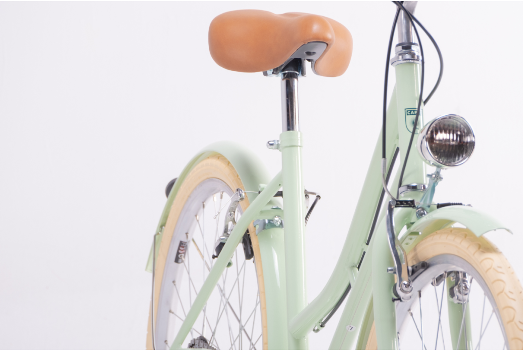 Bicicleta Urbana Capri Valentina verde pastel Velocidades