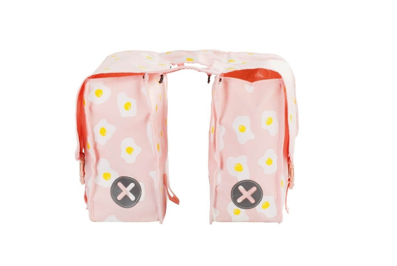 Comprar Alforja doble con estampado de huevos color rosa