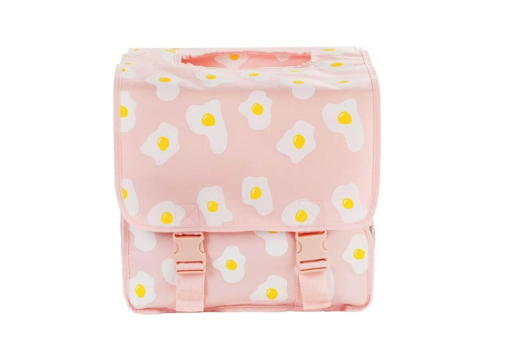 Comprar Alforja doble con estampado de huevos color rosa
